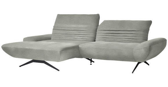 ECKSOFA  in Chenille Hellgrau  170-195/280 cm  - Hellgrau/Schwarz, Design, Textil/Metall (170-195/280cm) - Dieter Knoll