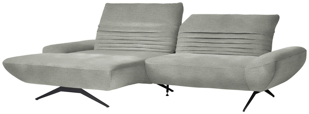 ECKSOFA in Chenille Hellgrau  170-195/280 cm  - Hellgrau/Schwarz, Design, Textil/Metall (170-195/280cm) - Dieter Knoll