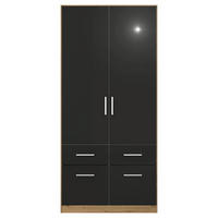 GARDEROB MED GÅNGJÄRNSDÖRRAR 91/197/54 cm 2 dörrar-dörrar - kromfärg/grå, Modern, trämaterial/plast (91/197/54cm) - Rauch Möbel