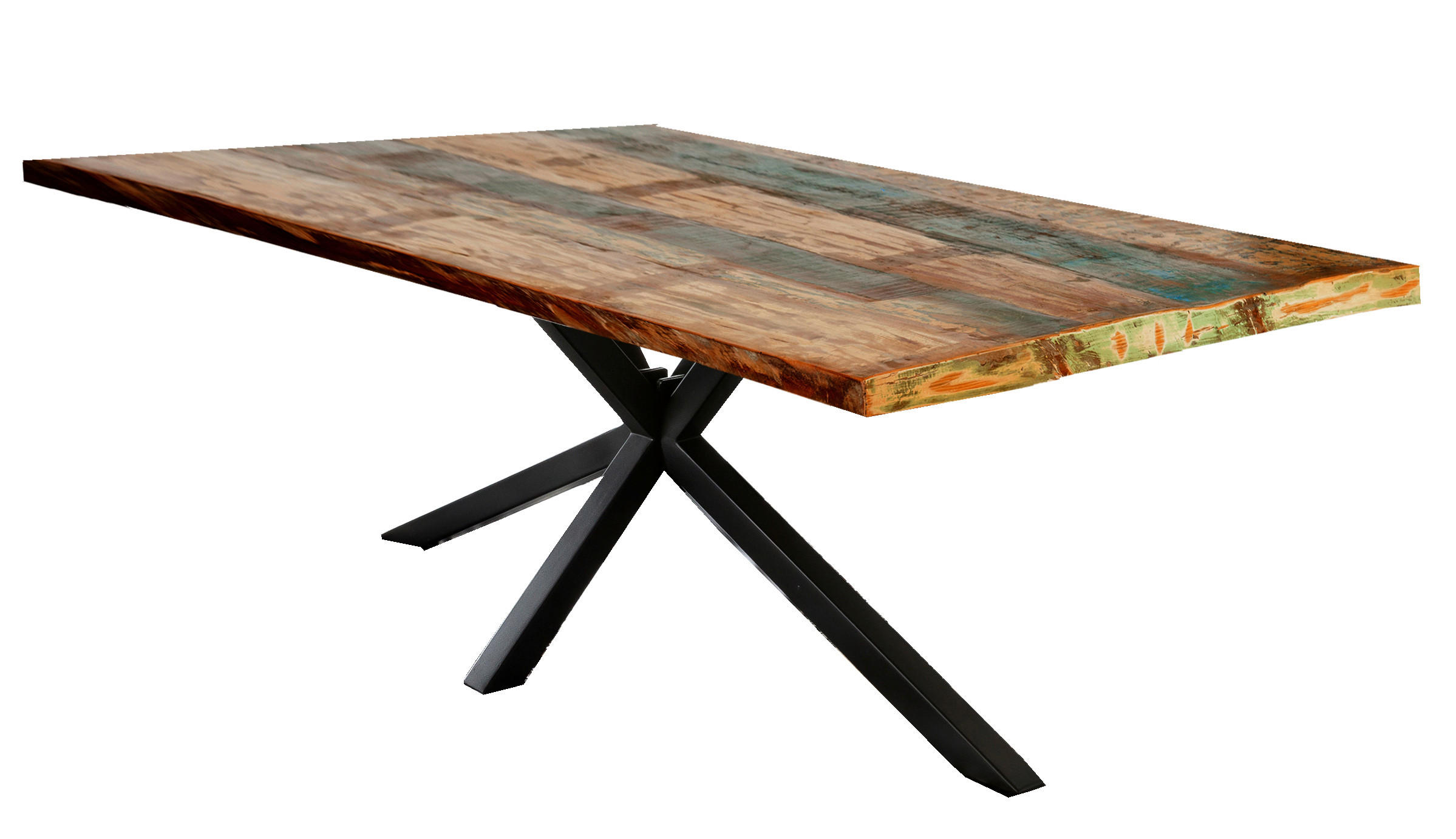 ESSTISCH 220/100/76 cm Echtholz  Holz, Metall rechteckig Multicolor, Schwarz  - Multicolor/Schwarz, MODERN, Holz/Metall (220/100/76cm) - MID.YOU