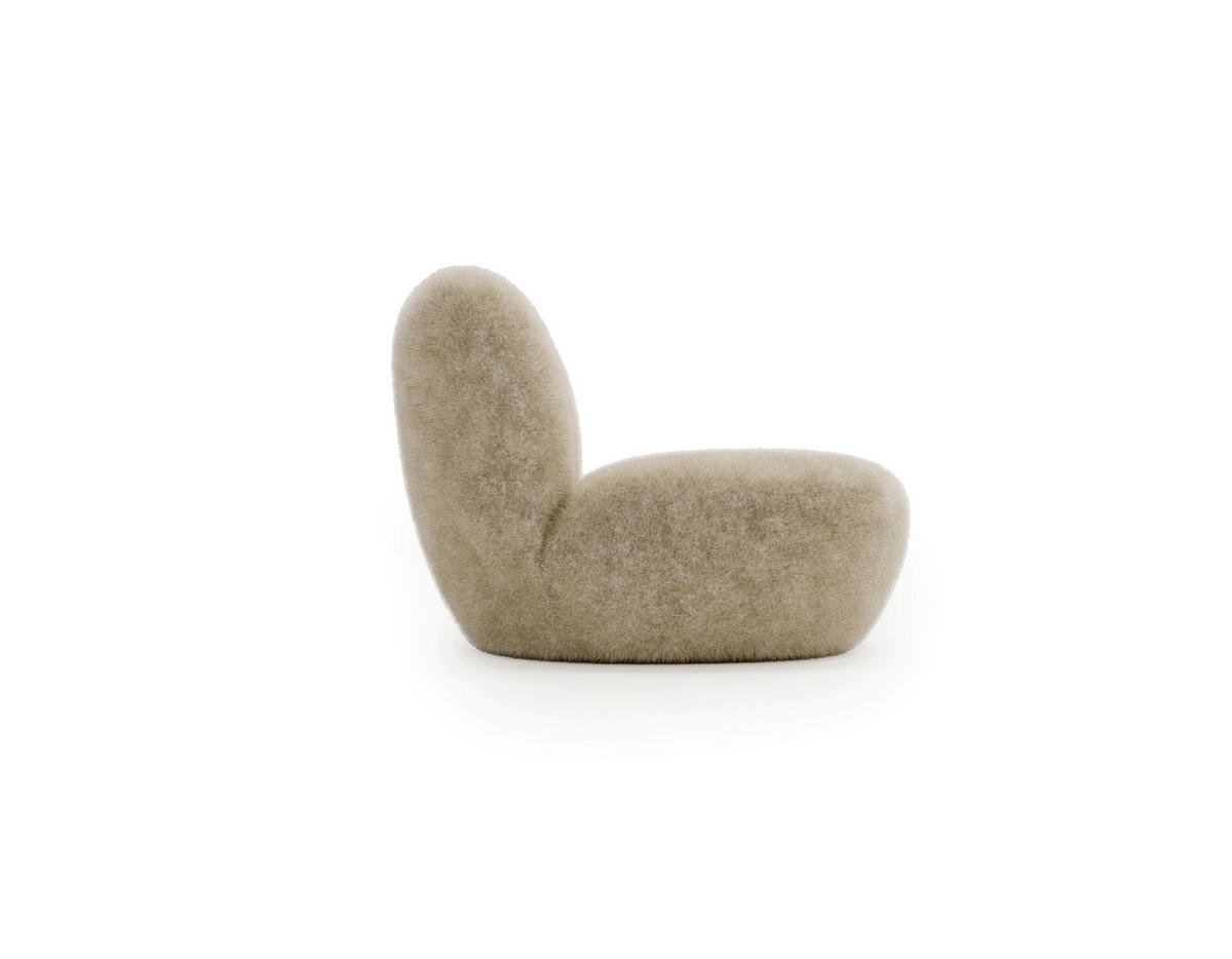 SESSEL Teddystoff Beige  - Beige/Schwarz, Design, Holz/Textil (76/70/70cm) - Livetastic