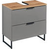 WASCHBECKENUNTERSCHRANK 60/60/35 cm  - Eichefarben/Schwarz, KONVENTIONELL, Holzwerkstoff/Metall (60/60/35cm) - home24