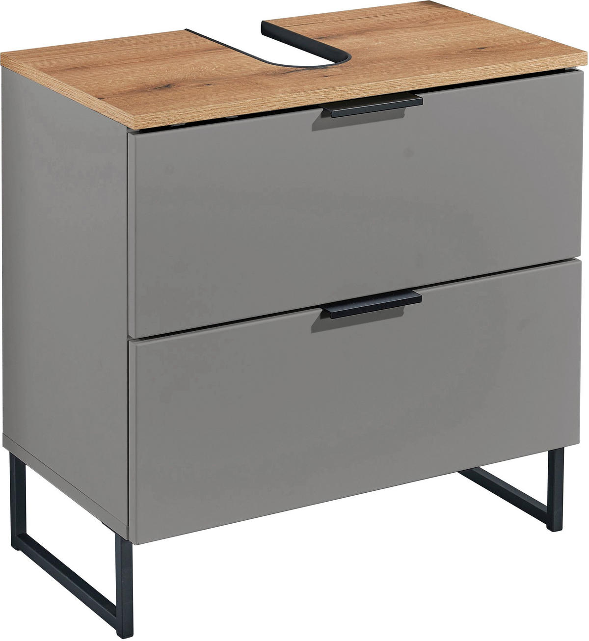 WASCHBECKENUNTERSCHRANK 60/60/35 cm  - Eichefarben/Schwarz, KONVENTIONELL, Holzwerkstoff/Metall (60/60/35cm) - home24