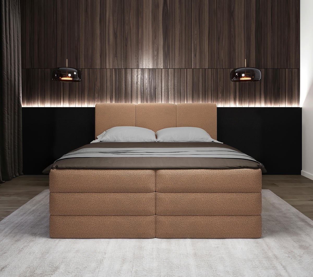 BOXSPRINGBETT 180/200 cm  in Terracotta  - Terracotta/Schwarz, Modern, Holz/Holzwerkstoff (180/200cm) - MID.YOU