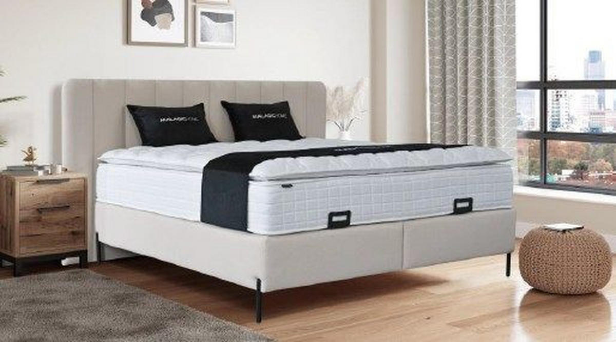 BOX KREVET     bež  - bež/crna, Moderno, drvni materijal/tekstil (160/200cm) - Hom`in