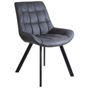 STUHL Lederlook Grau, Schwarz - Schwarz/Grau, KONVENTIONELL, Textil/Metall (56/86/62cm) - Landscape