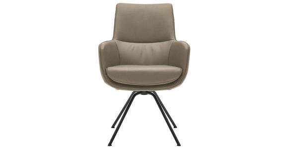 ARMLEHNSTUHL  Beinauswahl, Lederauswahl, Typenauswahl, Sitzfläche 360° drehbar   - Schlammfarben/Schwarz, Design, Leder/Metall (60/90/61cm) - Dieter Knoll