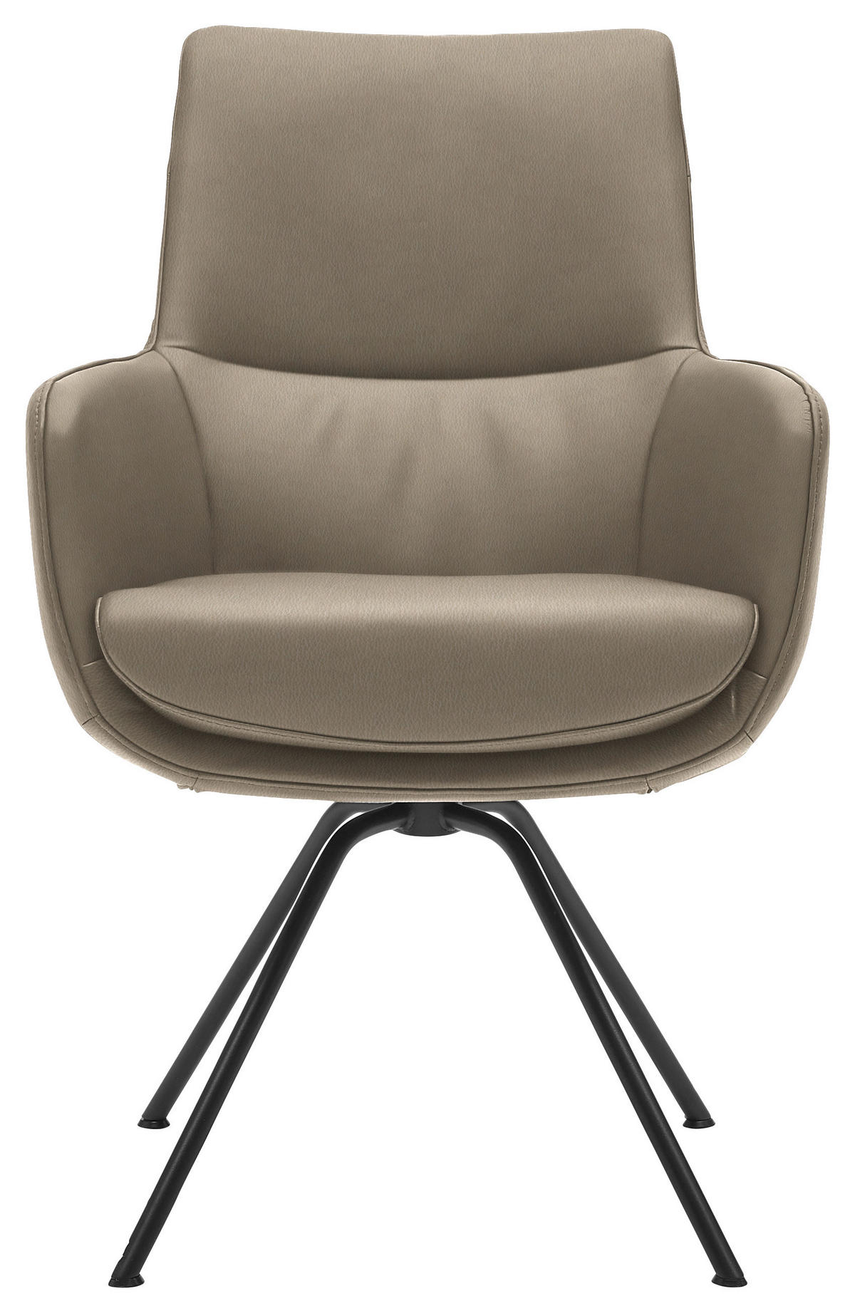 ARMLEHNSTUHL  in Stahl  - Schlammfarben/Schwarz, Design, Leder/Metall (60/90/61cm) - Dieter Knoll