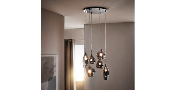 HÄNGELEUCHTE 60/30-135 cm - Grau, Design, Glas/Metall (60/30-135cm) - Dieter Knoll