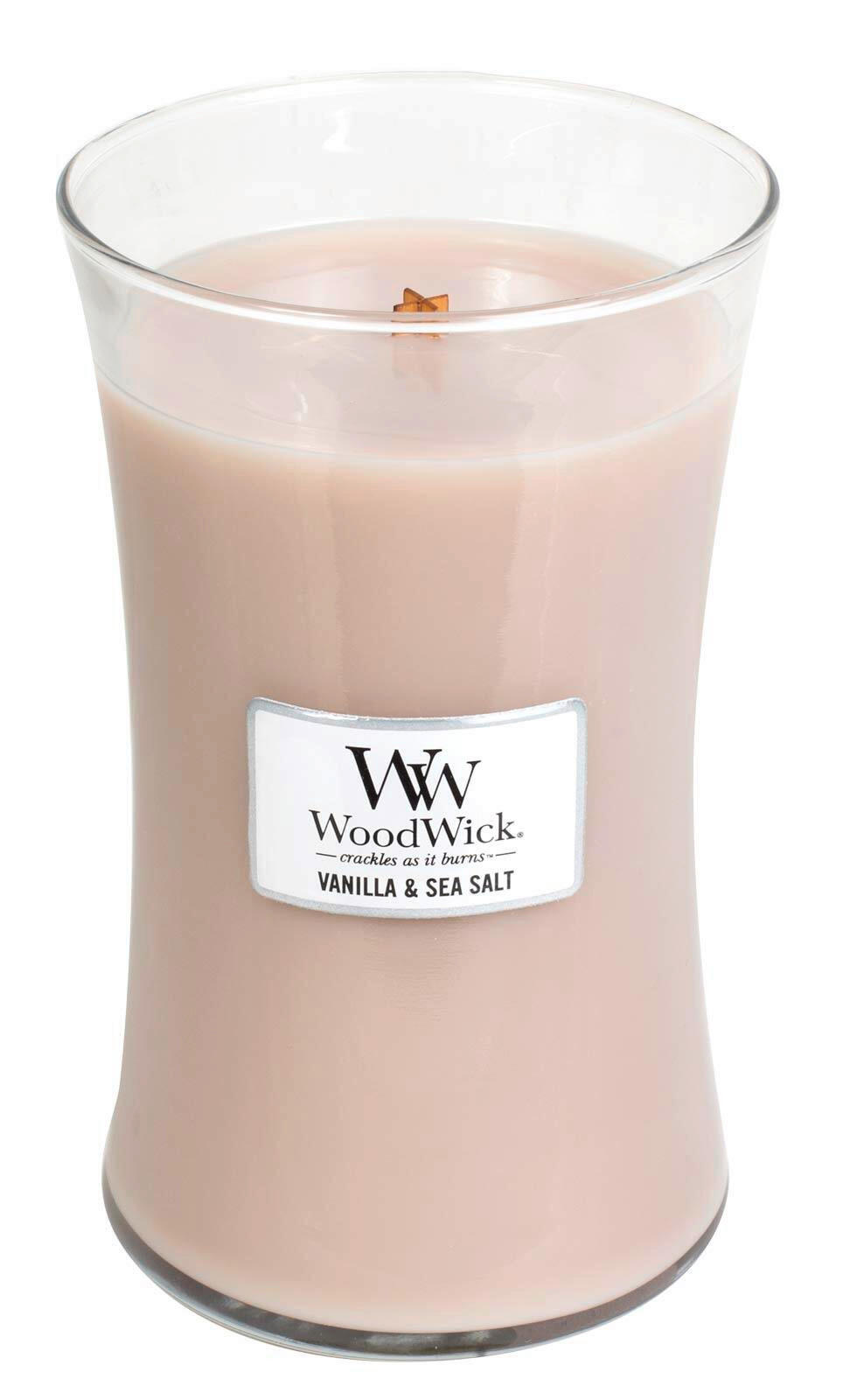 DIŠEČA SVEČA - bež, Basics, steklo/les (10/18/10cm) - WoodWick