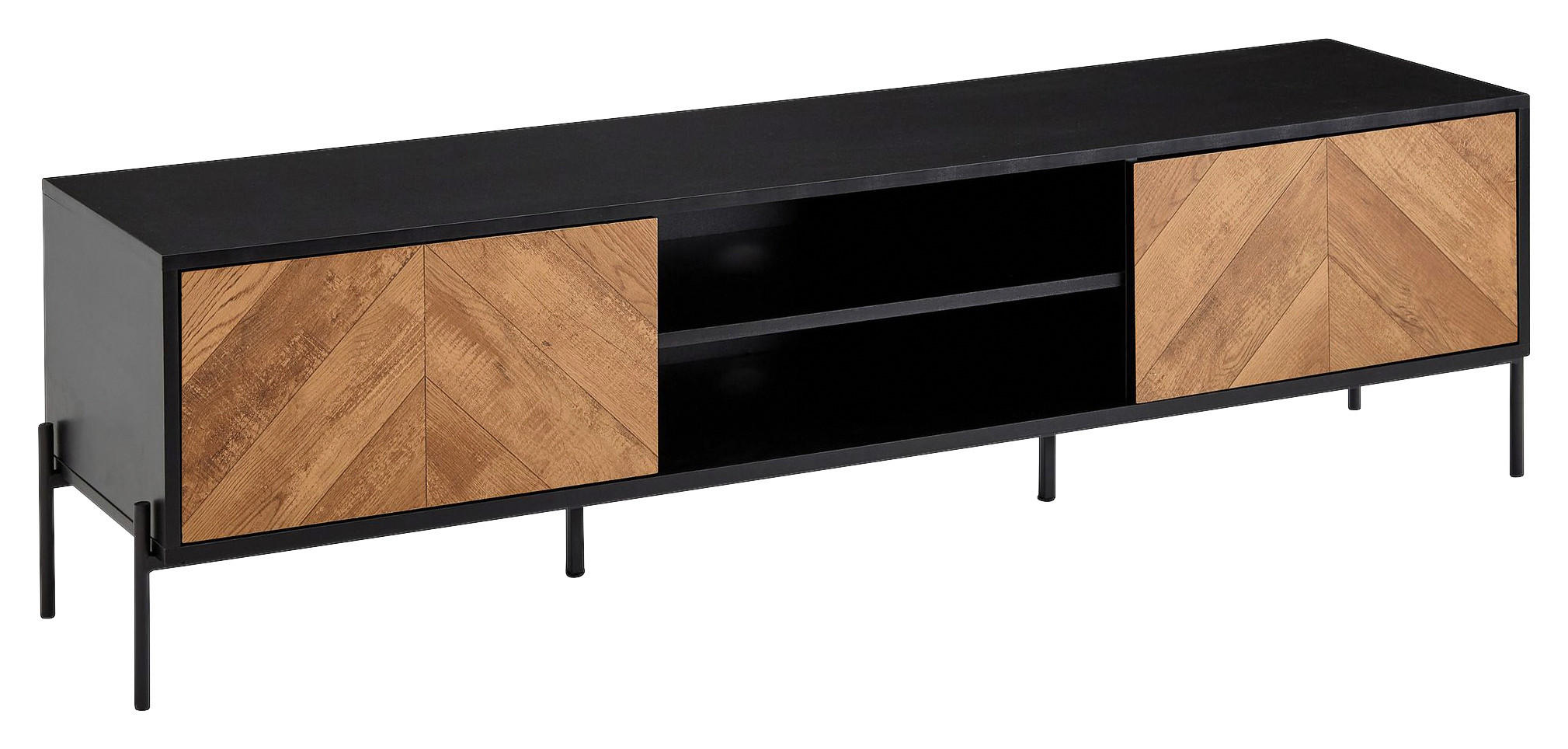 Lowboard Wohnling B: 163 Cm Schwarz/braun