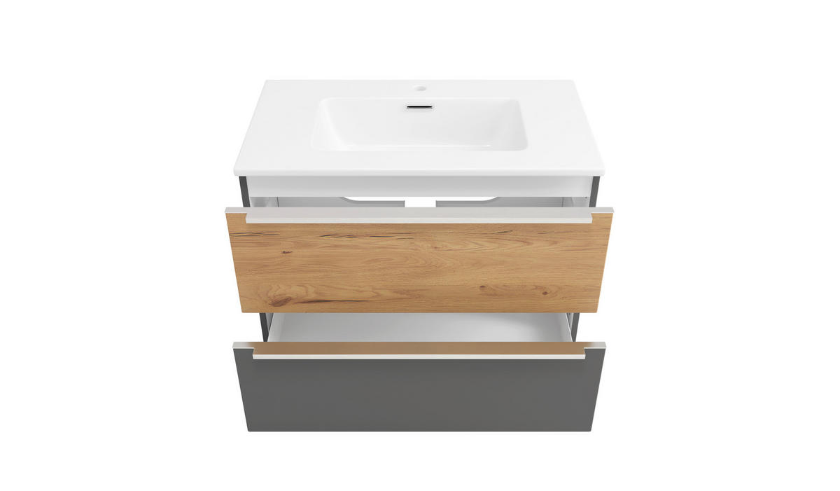 BADEZIMMER 2-teilig  in  - Wildeiche/Edelstahlfarben, Trend, Glas/Holzwerkstoff (80/200/47cm) - Held