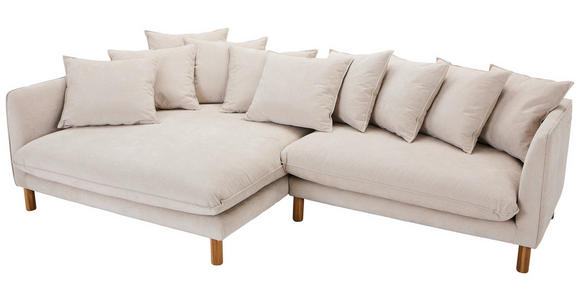 ECKSOFA Beige Chenille  - Beige/Buchefarben, KONVENTIONELL, Holz/Textil (162/276cm) - Carryhome