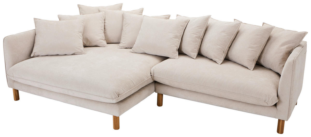 ECKSOFA Beige Chenille  - Beige/Buchefarben, KONVENTIONELL, Holz/Textil (162/276cm) - Carryhome