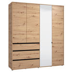 DREHTÜRENSCHRANK 4-türig Schwarz, Eiche Artisan  - Schwarz/Eiche Artisan, Basics, Glas/Holzwerkstoff (182,5/210,5/54,5cm) - Xora