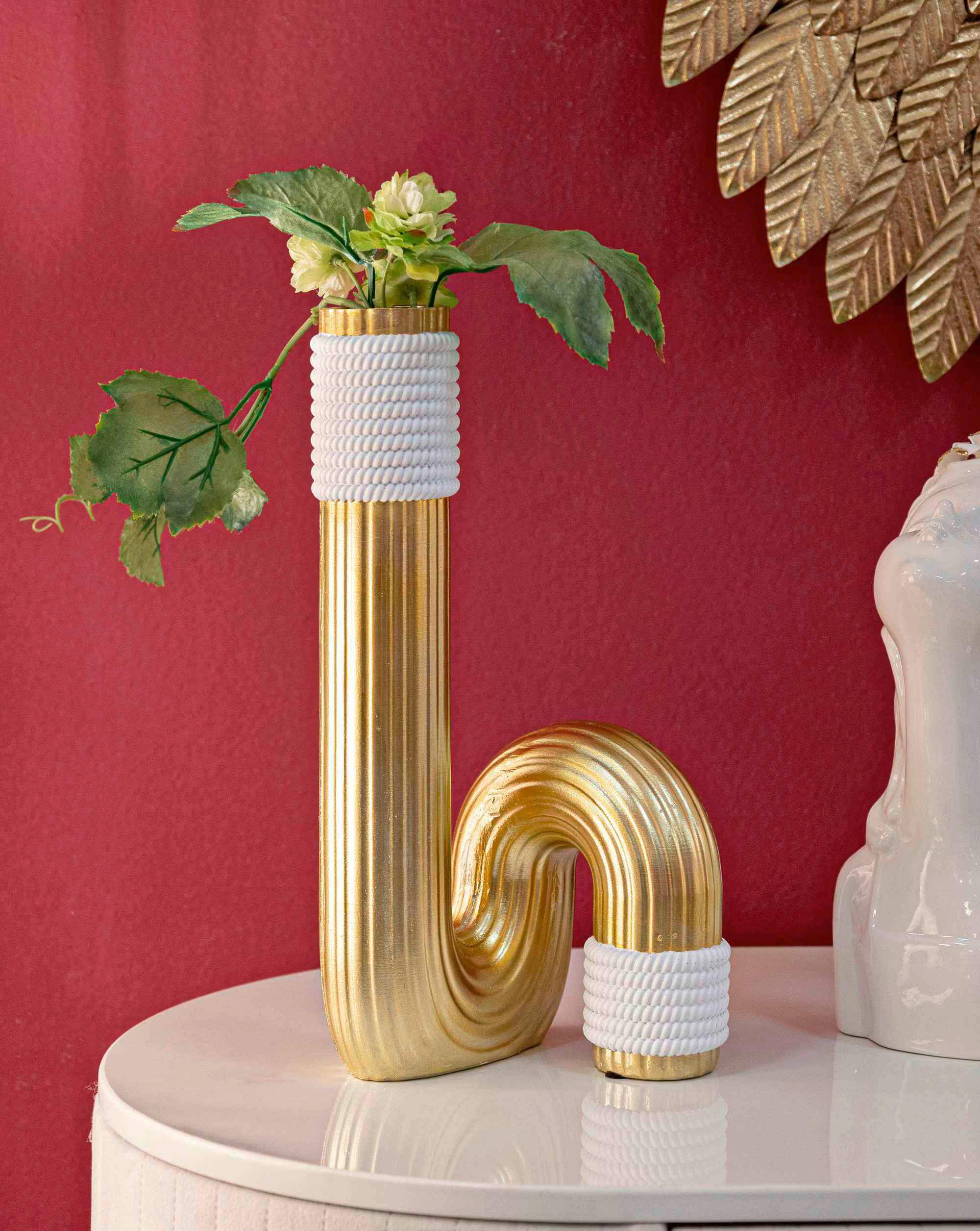 Vase Bann Big  - Goldfarben/Weiß, Basics, Kunststoff (15.30/30.5/13cm)