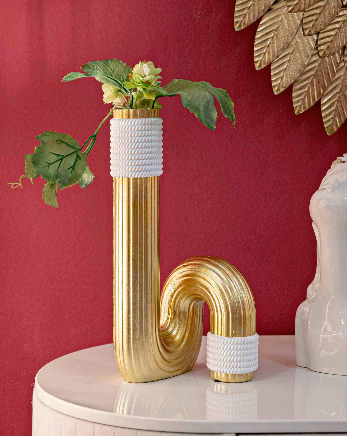 Vase Bann Big  - Goldfarben/Weiß, Basics, Kunststoff (15.30/30.5/13cm)