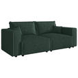 SCHLAFSOFA Cord Dunkelgrün  inkl. Zierkissen, Bettkasten, Schlaffunktion  - Dunkelgrün/Schwarz, MODERN, Kunststoff/Textil (250/68/104cm) - Xora