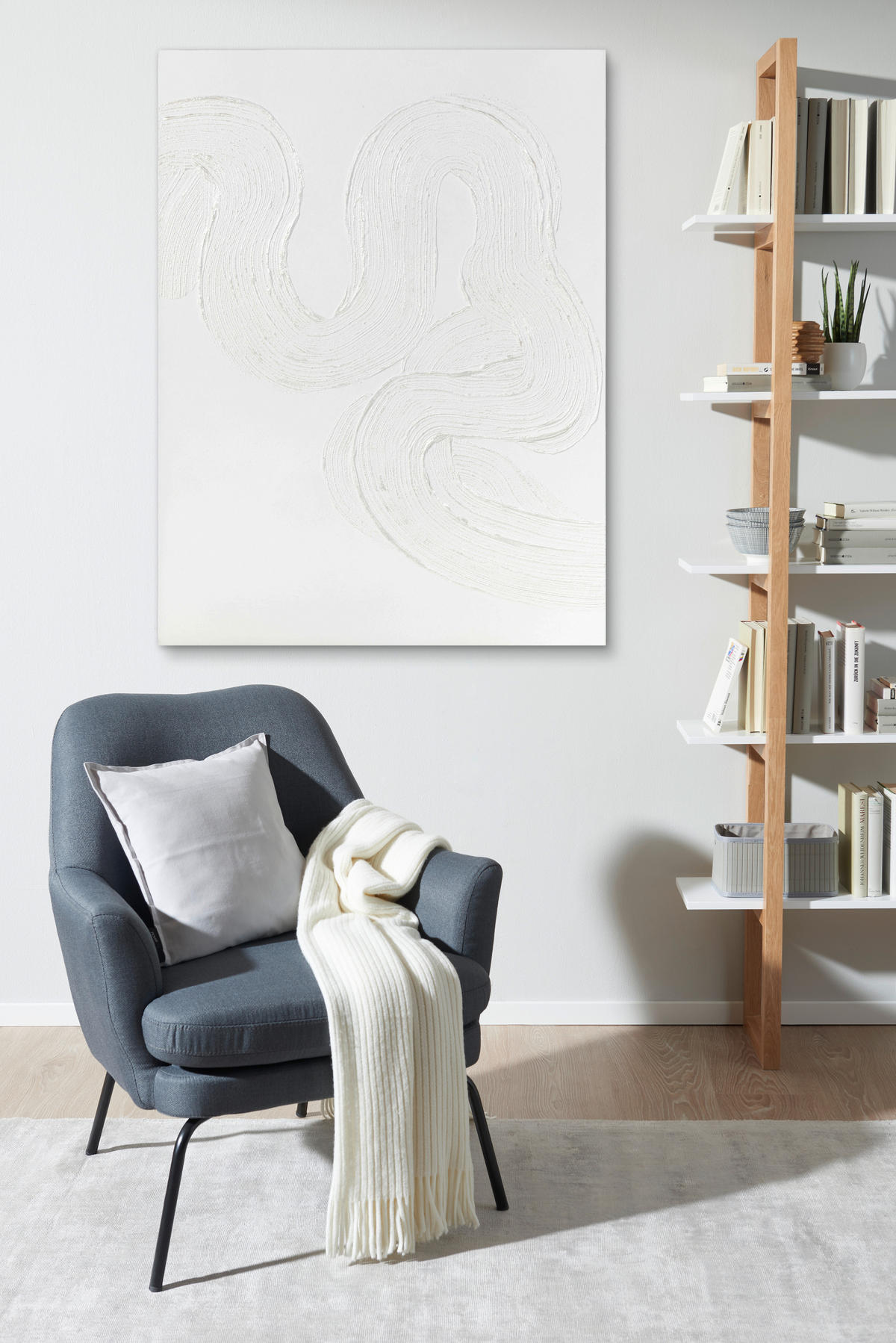 ÖLGEMÄLDE Abstraktes 90/120 cm  - Weiß, Basics, Holz/Textil (90/120cm) - Monee