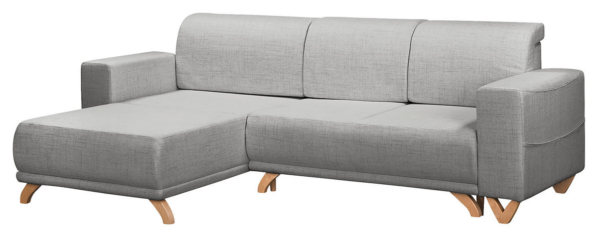 ECKSOFA Bella Grau Textilgeflecht  - Wengefarben/Grau, Design, Holz/Textil (257/174cm) - Livetastic