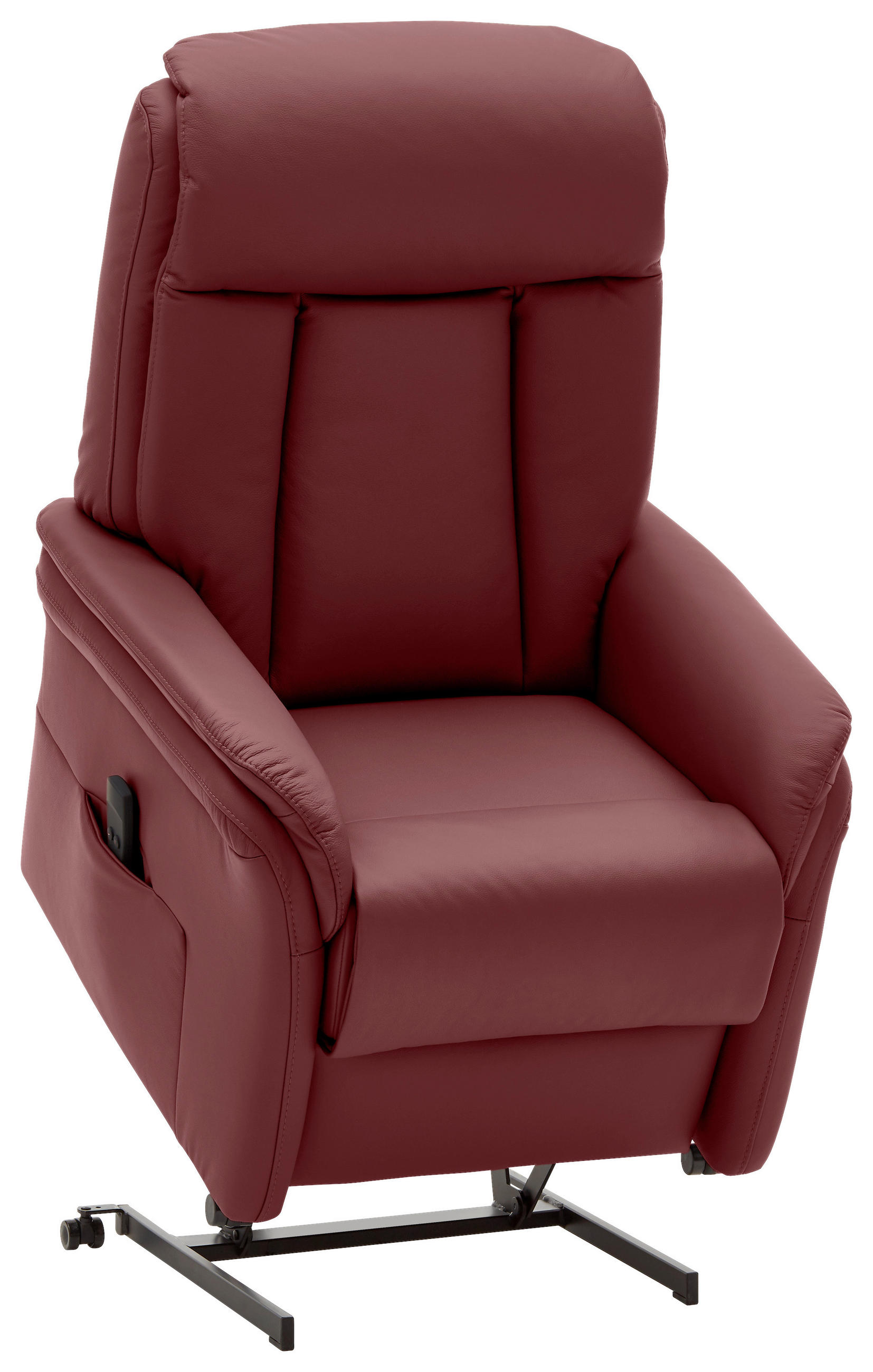 FERNSEHSESSEL mit Relaxfunktion, Aufstehhilfe Echtleder Brombeere - Brombeere, KONVENTIONELL, Leder/Kunststoff (74/107/84cm) - Valdera