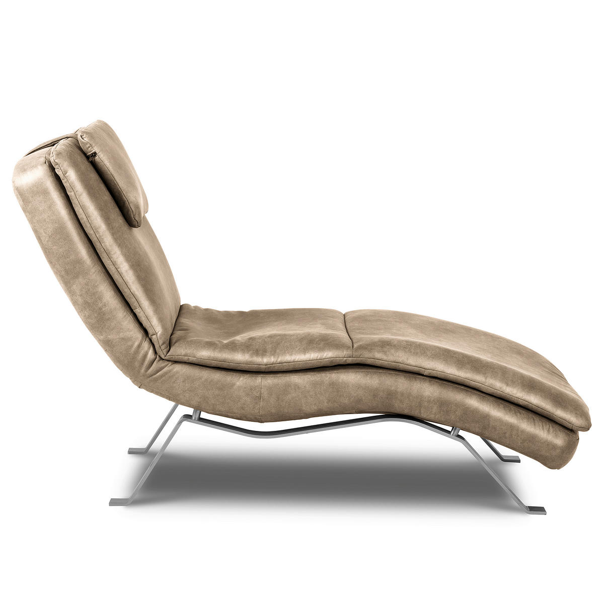 RELAXLIEGE in Lederlook Creme  - Silberfarben/Creme, Design, Textil/Metall (65/95/171cm) - Celina Home