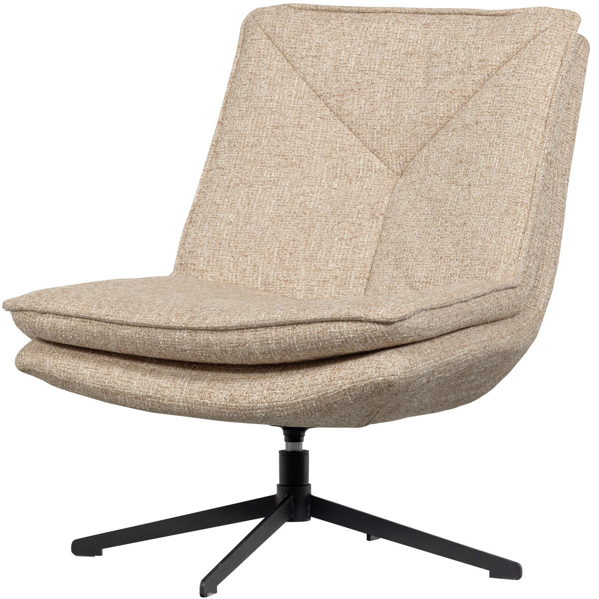 SESSEL in Webstoff Naturfarben  - Schwarz/Naturfarben, Design, Textil/Metall (75/88/94cm) - Livetastic