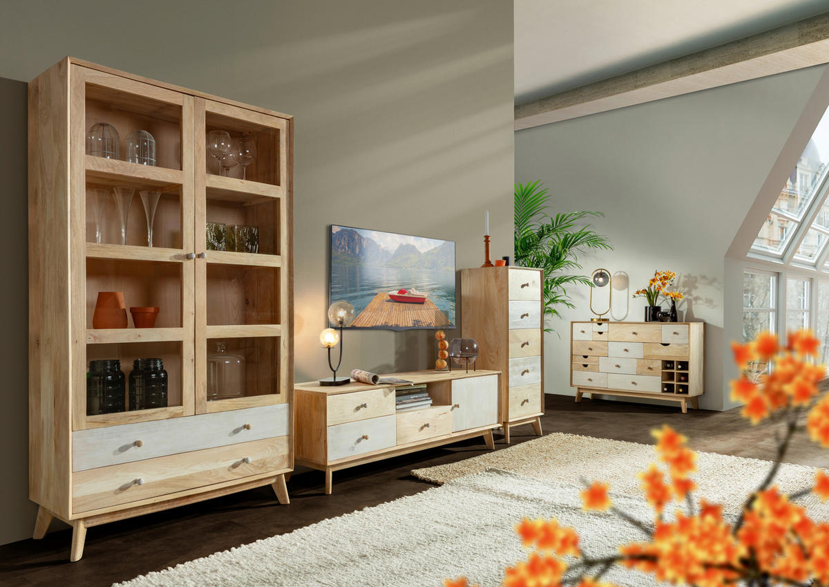 KOMMODE Kata  in 115/80/42 cm  - Naturfarben/Weiß, Design, Holz (115/80/42cm) - Landscape