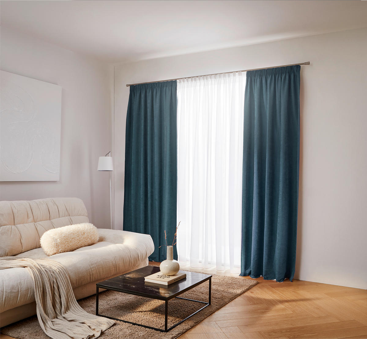 KUSOVÁ ZÁCLONA, 300/175 cm - biela, Basics, textil (300/175cm) - Esposa