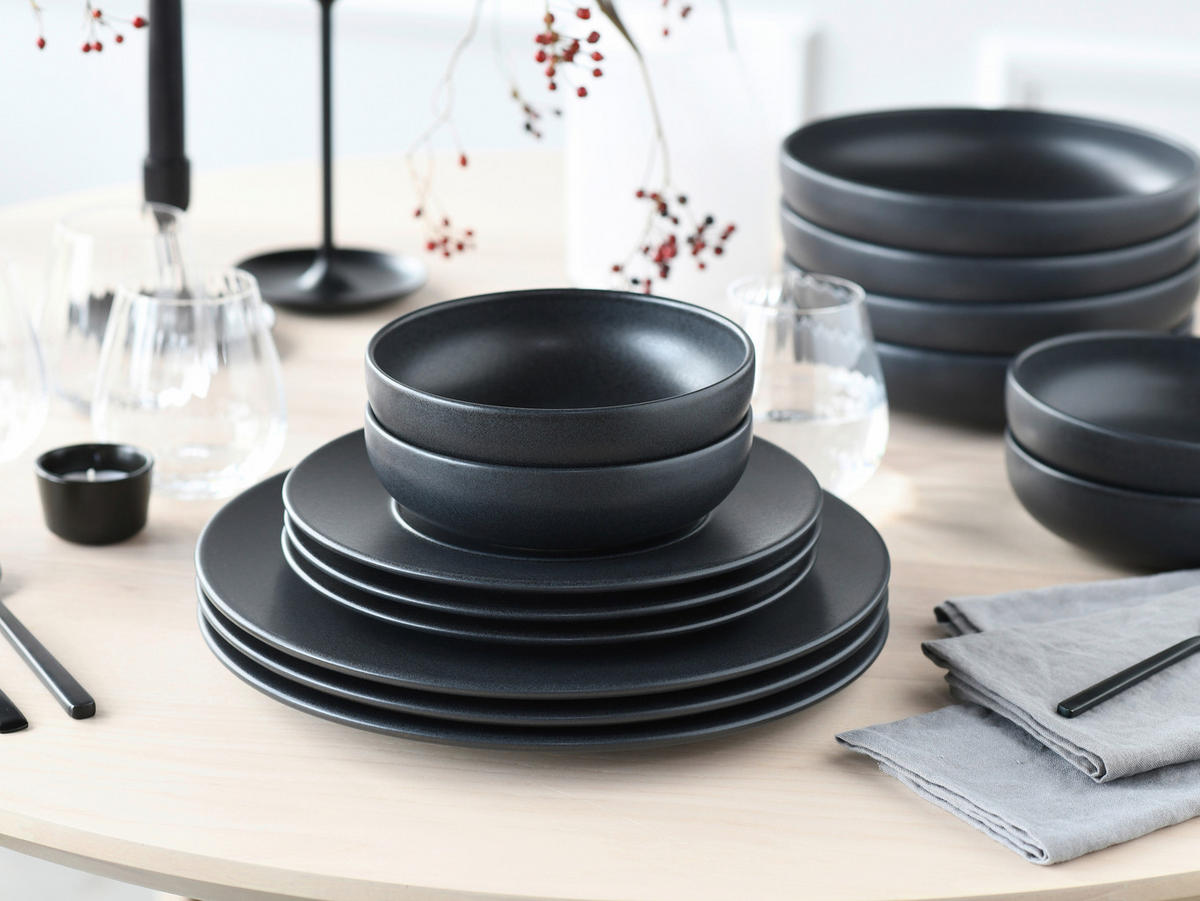 SERVIS Unico Schwarz 16 delar  - svart, Basics, keramik - Creatable