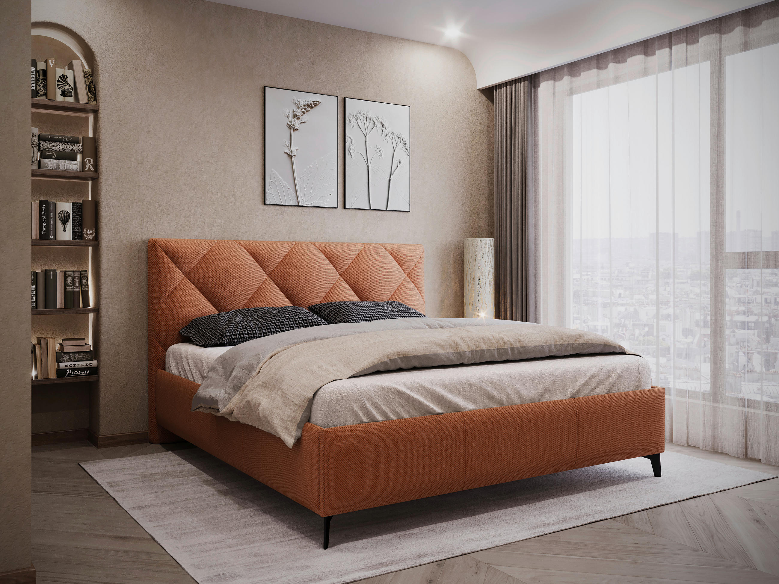 POLSTERBETT 180/200 cm in Rostfarben - Rostfarben/Schwarz, Modern, Holz/Textil (180/200cm) - MID.YOU