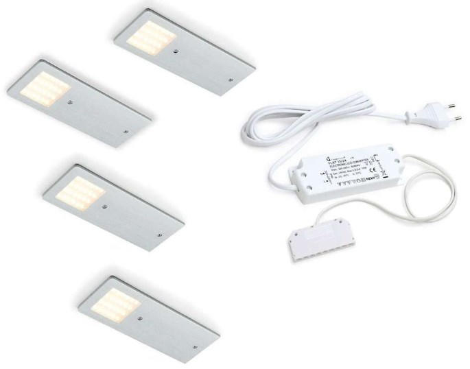 XXXLutz LED-Leuchtenset Edelstahl 19x7x4 cm
