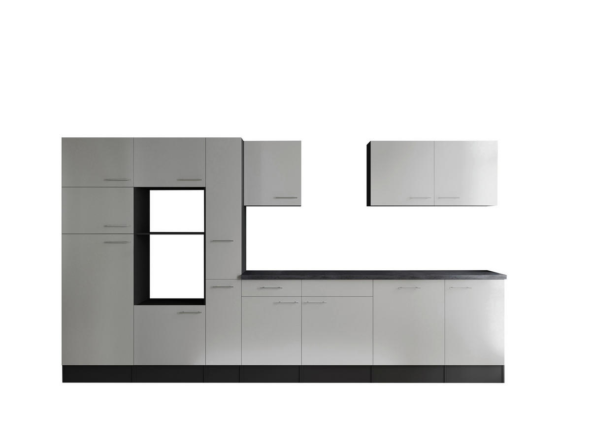 MODULKÖK UTAN VITVAROR 370 cm   i grå, vit  - vit/silver, Design, metall/trämaterial (370cm) - Respekta