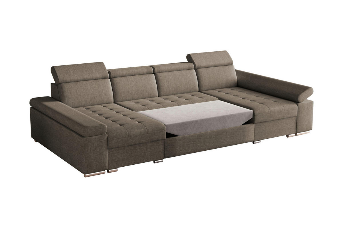 WOHNLANDSCHAFT TORONTO U Braun Webstoff  - Silberfarben/Braun, Design, Textil (168/330/168cm) - MID.YOU