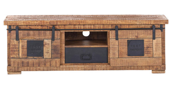 LOWBOARD in 150/50/45 cm - Schwarz/Naturfarben, LIFESTYLE, Holz/Metall (150/50/45cm) - Landscape