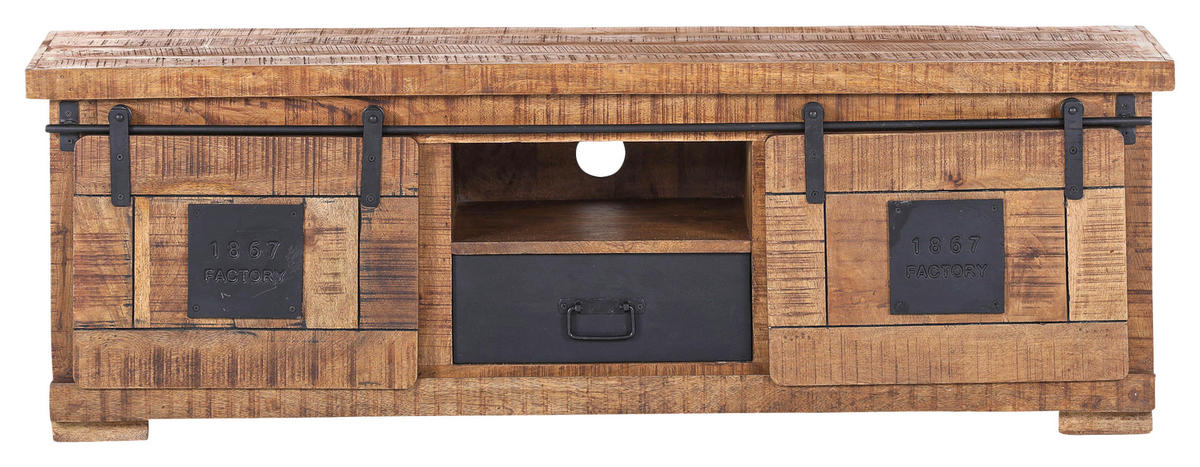 LOWBOARD  in 150/50/45 cm  - Schwarz/Naturfarben, LIFESTYLE, Holz/Metall (150/50/45cm) - Landscape