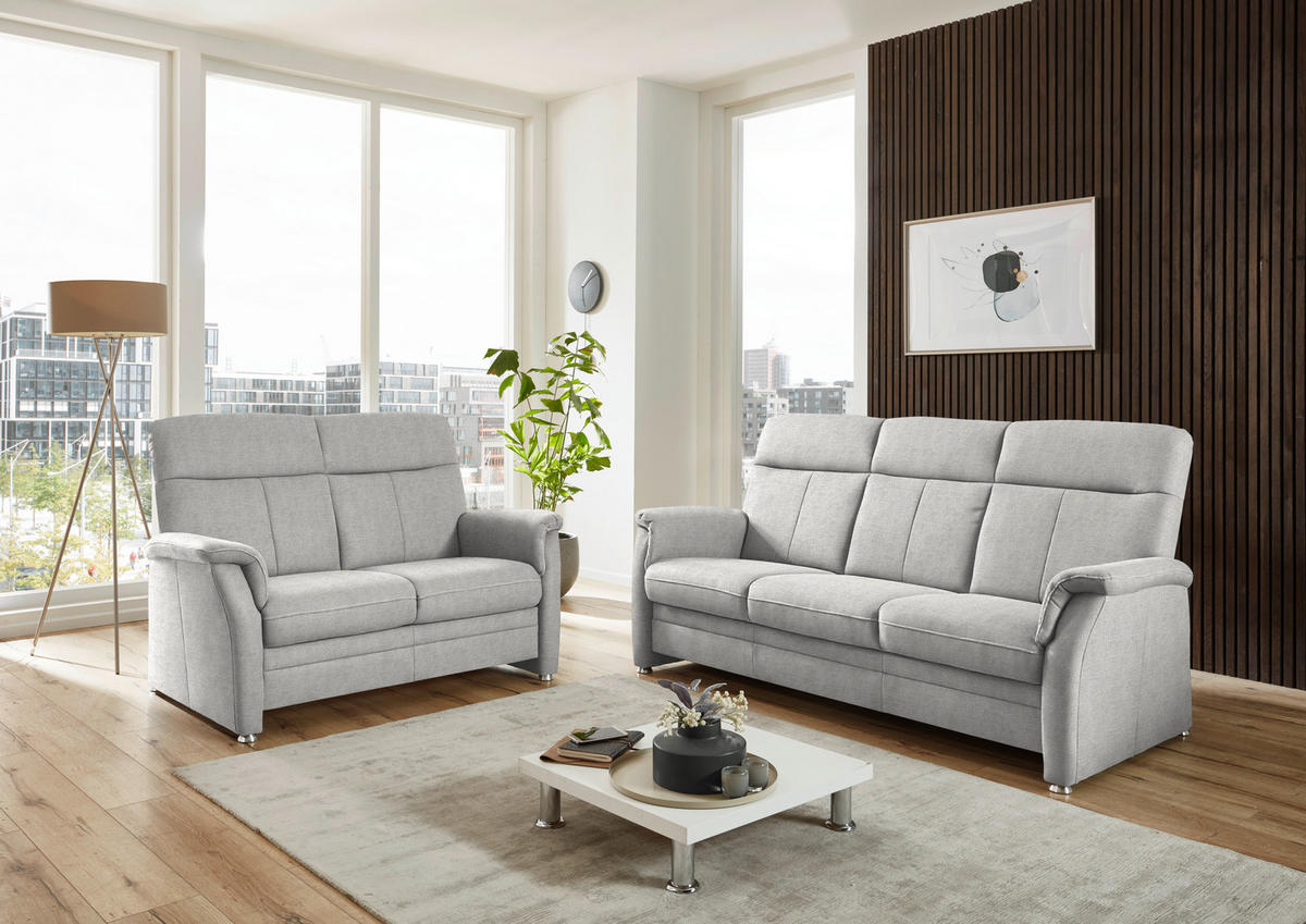 SITZGARNITUR Flachgewebe Ecru  - Ecru/Alufarben, Konventionell, Textil/Metall (142-194/100/89cm) - Beldomo Comfort