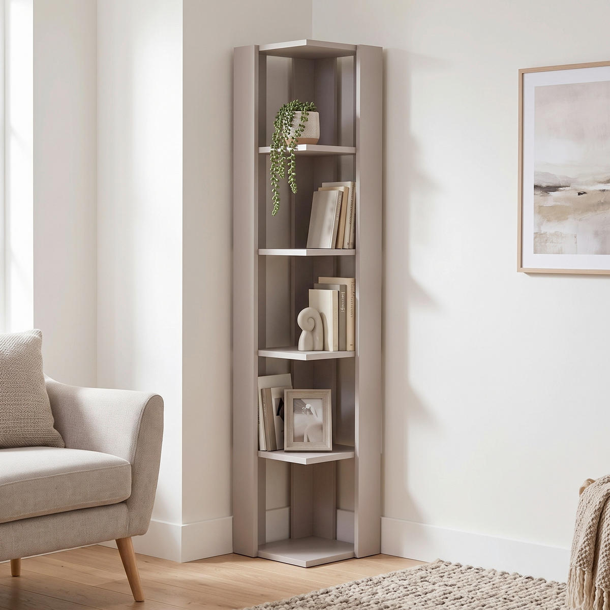 ECKREGAL 34/161/34 cm Beige  - Beige, Design, Holzwerkstoff (34/161/34cm) - Livetastic