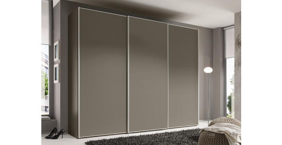 SCHWEBETÜRENSCHRANK  in Mokka  - Alufarben/Mokka, Design, Holzwerkstoff/Metall (298/222/68cm) - Moderano