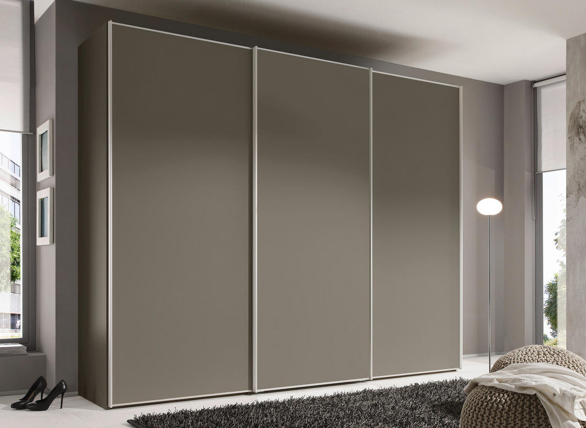 SCHWEBETÜRENSCHRANK in Mokka  - Alufarben/Mokka, Design, Holzwerkstoff/Metall (280/222/68cm) - Moderano