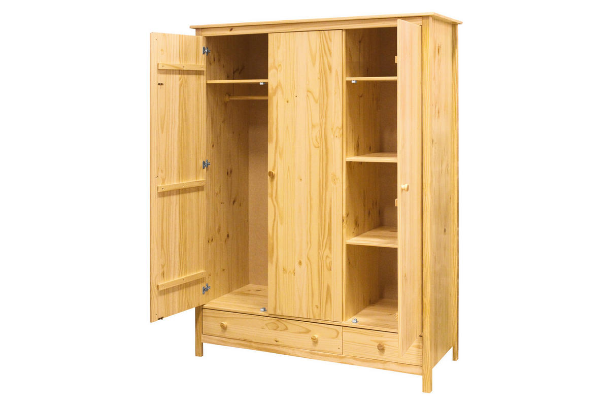 KLEIDERSCHRANK 144/190/58 cm,  in Naturfarben, 3-türig  - Naturfarben, Natur, Holz (144/190/58cm) - Livetastic