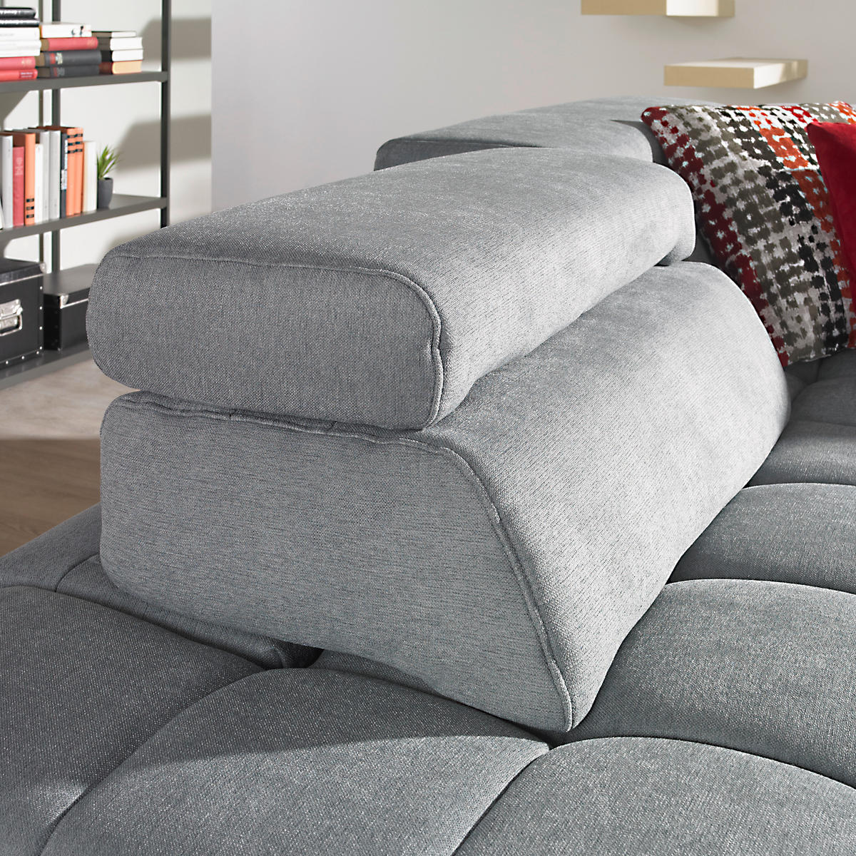 ECKSOFA Grau Chenille  - Chromfarben/Grau, Design, Textil/Metall (222/323cm) - Beldomo Style