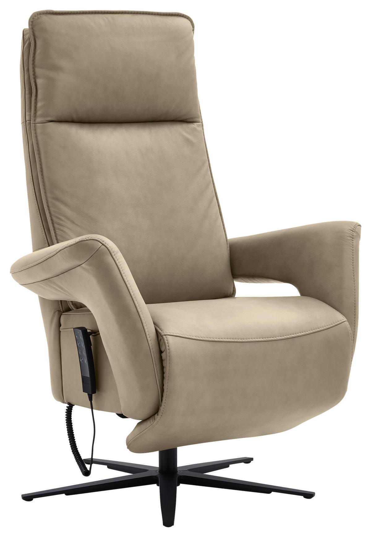 RELAXSESSEL Leder Hellbraun  - Hellbraun/Schwarz, Design, Leder/Metall (83/123/87cm) - Valdera