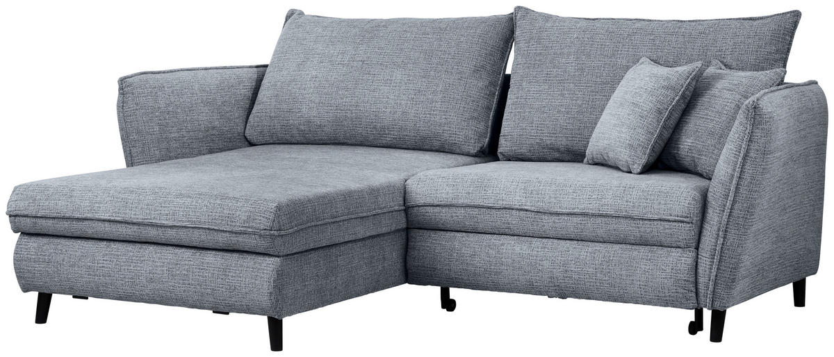 HÖRNSOFFA i struktur blågrå  - blågrå/svart, Design, trä/textil (245/161cm) - Livetastic
