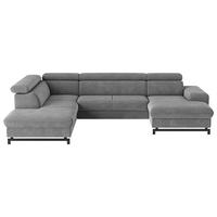 WOHNLANDSCHAFT in Chenille Grau  - Schwarz/Grau, Textil/Metall (215/328/165cm) - MID.YOU