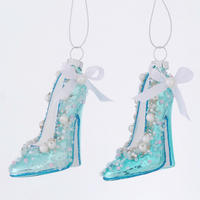 CHRISTBAUMANHÄNGER  - Türkis, Basics, Glas/Textil (5/3,5/8,5cm)