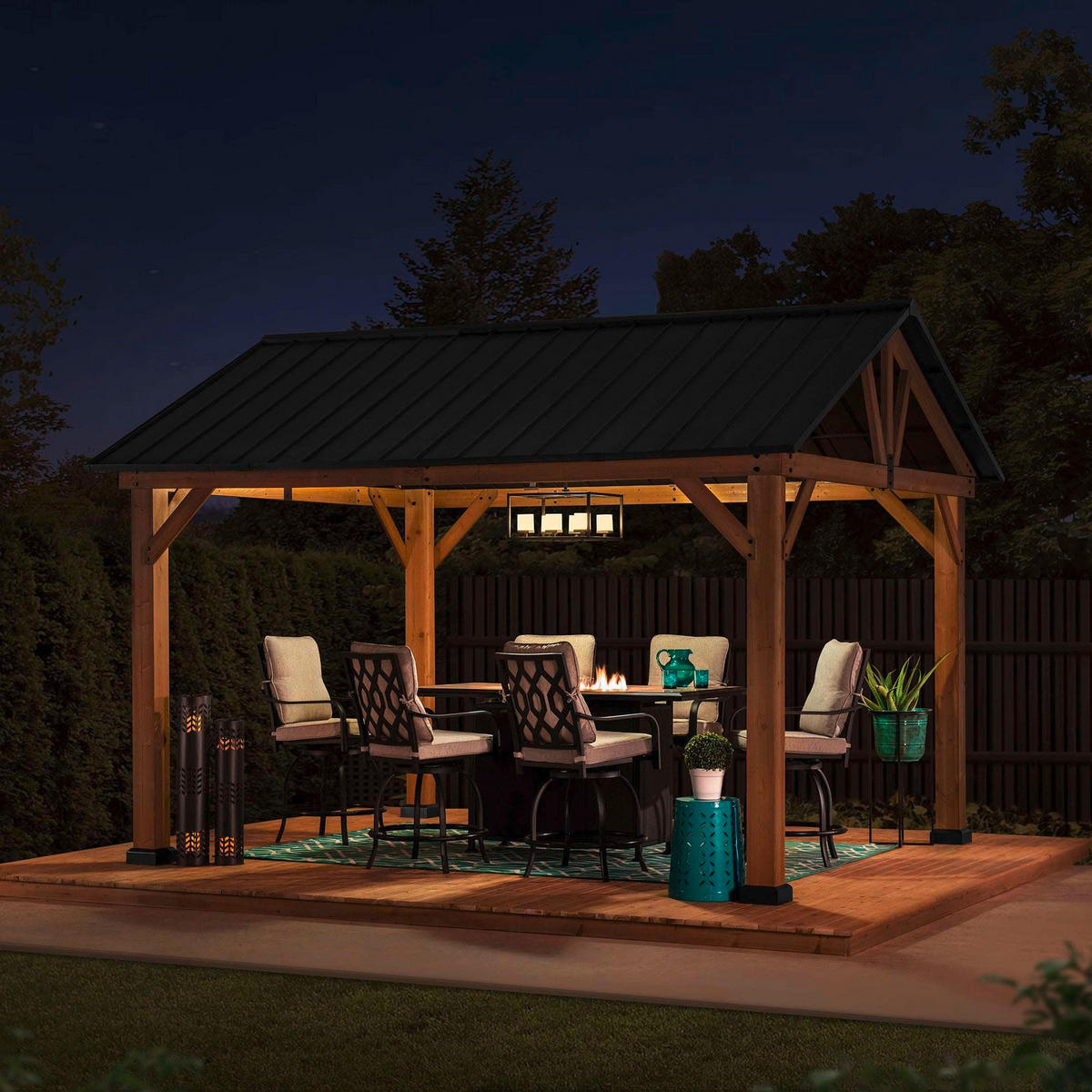 PAVILLON 399,5/291,5/335,5 cm   - Anthrazit, Basics, Holz/Kunststoff (399,5/291,5/335,5cm)