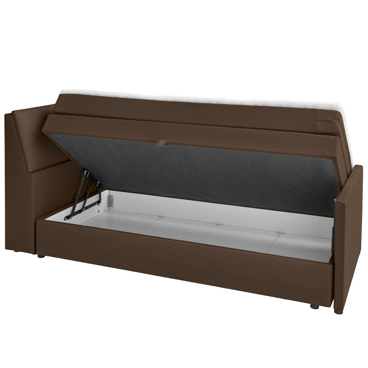 BOXSPRING-ÁGY 100/200 cm  barna  - barna/fekete, Modern, textil/fa (100/200cm) - MID.YOU