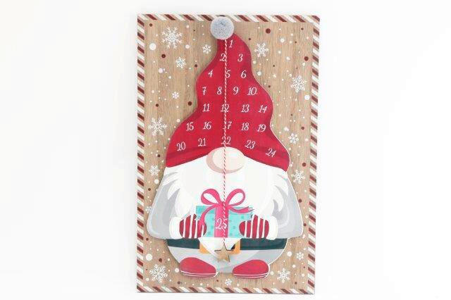 ADVENTI NAPTÁR - barna/piros, Basics, faalapú anyag/fém (37,5cm)