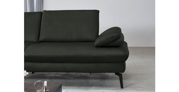 ECKSOFA in Echtleder Dunkelgrün 157/325 cm - Dunkelgrün/Schwarz, Design, Leder/Metall (157/325cm) - Dieter Knoll